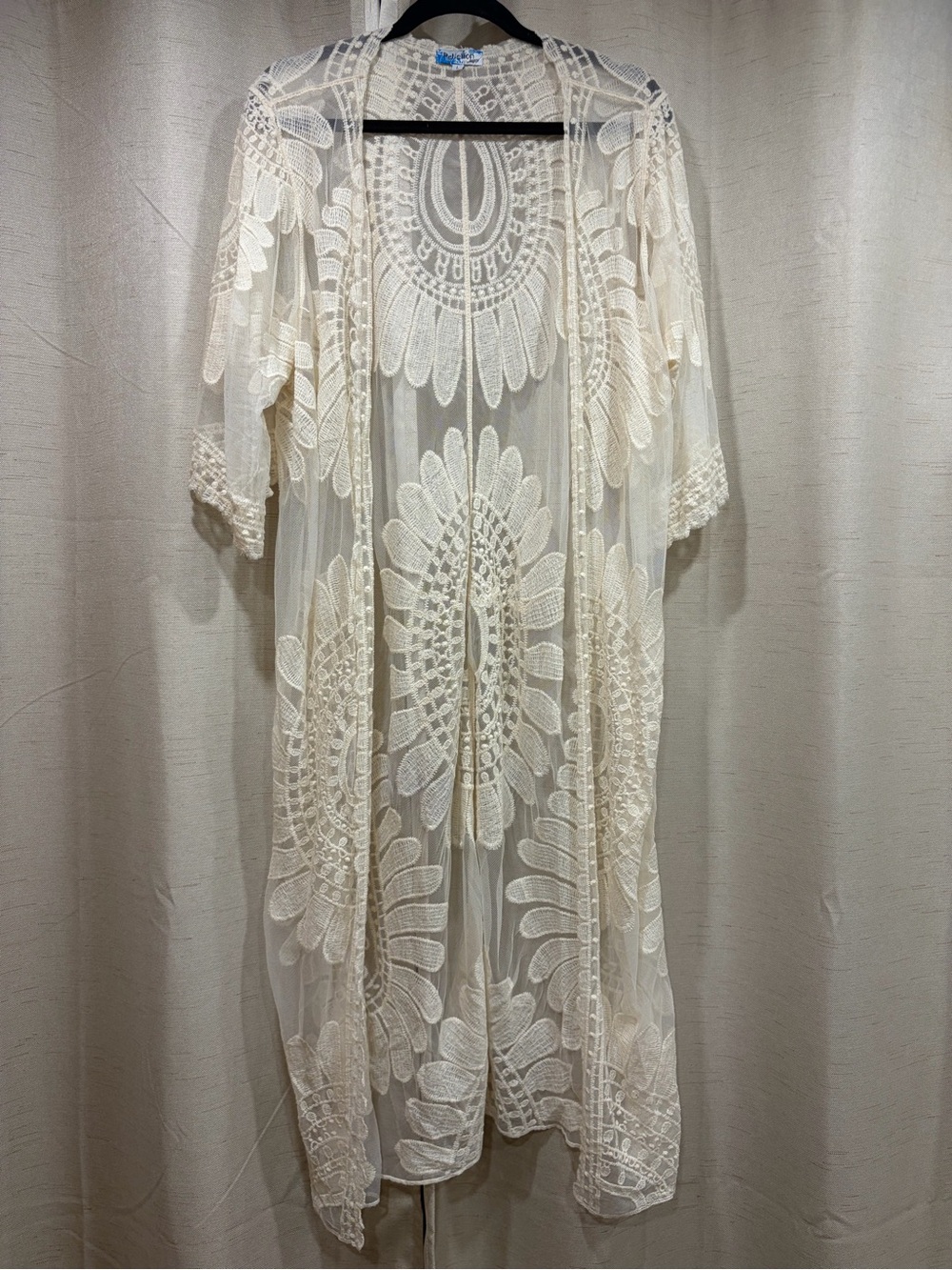 Rebellion Crochet Lace Duster Kimono in Ivory